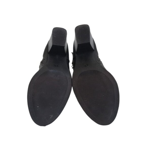 Charlotte Russe Black Faux Leather Chunky Block Heel Ankle Booties Women's 8 - Picture 4 of 12